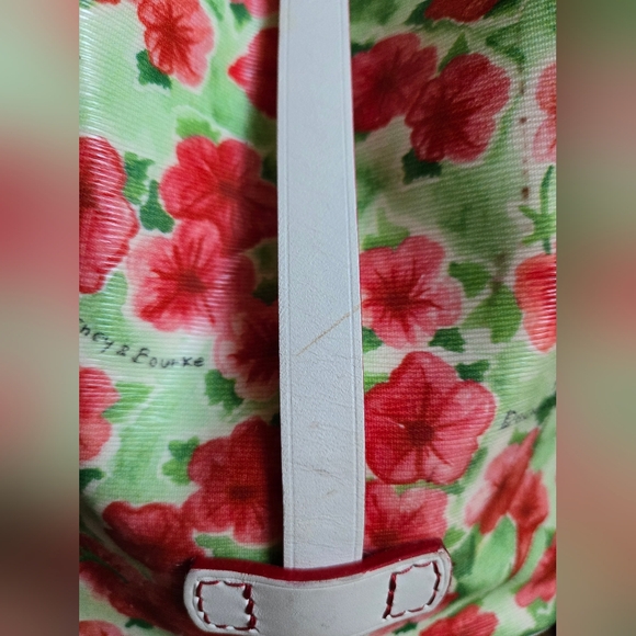 Dooney & Bourke Red and White Floral Drawstring Bucket Bag - Picture 14 of 16